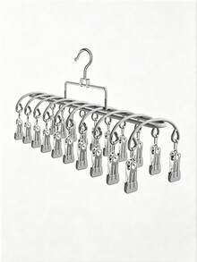 Double-Layer Clip Hanger Anti Slip Space Saving Made Of High-Quality Metal Multipurpose Pants Rack Suitable For Drying Items Like Underwear Socks Multifunctional Drying Rack And Wardrobe Organizer Accessory Ideal For Homes Bedrooms And Balconies - Multicolor - View 16