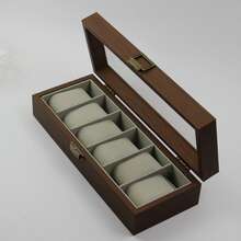 3/6/10/12 Grid Wooden Watch Storage Box With Glass Lid, Walnut Wood Watch Display Storage Box, Dust-Proof Velvet Lining, Men's And Women's Watch Collection Box, Birthday Christmas Gift - Walnut Wood - Inner Brown - View 13