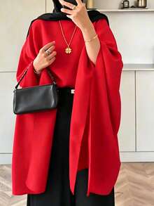 Women's Minimalist Elegant Commuter Stand Collar Pullover Top, Solid Color, Suitable For Daily Wear And Dates - Red - View 10