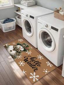 1pc 3D Embossed Anti-Slip Winter Snowflake Christmas Snowman Doormat, Essential Christmas Decoration, Suitable For Entryway, Study, Bedside, Floor Mat, Outdoor, Easy To Clean, Anti-Slip, Quick Drying, All Season Use, Machine Washable - A - View 10