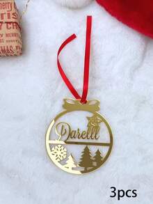 Custom Acrylic Christmas Decor - Personalized Name Pendant, Laser Cut Christmas Tree Ornament, 2026 First Christmas Gift For Family, Couples And Friends, Christmas Ball Name, Laser Cut Name Tag, Christmas Pendant, Red Hanging Rope - Multicolor - View 21