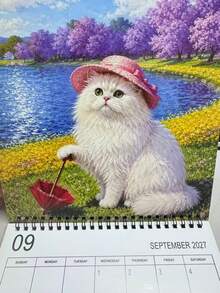 2027 Calendar: 12-Month Double-Sided (Page) Thick Paper, 21.08x21.08cm Screaming Cat Theme Wall Calendar | Brightly Colored Design, Suitable For Personal Planning And Fun Office And Home Decoration - Multiple Styles - View 4