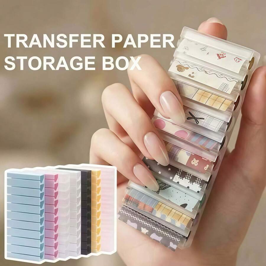 2pcs Gradient Transfer Nail Foil Storage Box, Striped Floral Nail Stickers Nail Decals Nail Box - Multicolor - View 1