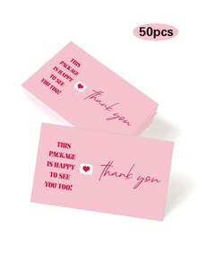 20/50Pcs Pink Watercolor Thank You Cards, 6 Styles Available Bow Design Small Business Package Insert Cards, Thank You For Your Order Cards For Retail Packaging - Sets - View 7