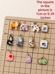 1pc Sweet & Cute Enamel Metal Charm Assortment, Multi-Pattern Mini Pendant Charms With Adorable Pet Animals And Fun Daily Elements, Lead-Free & Nickel-Free, DIY Jewelry Making Supplies, Perfect For Bracelets, Necklaces, Earrings, Keychains And Handmade Gifts - Multicolor - View 2