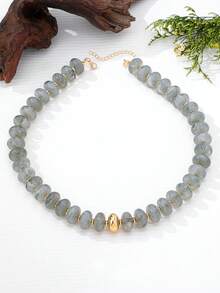 OABE 1pc Bohemian Style Flat Round Beaded Necklace With Single Gold Bead, Suitable For Women's Daily Wear, Multiple Colors Available - Flat Round CCB - View 20