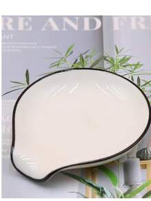 Ceramic Spoon Rest Restaurant Soup Spoon Holder Kitchen Storage Spoon Tray Creative Shaped Spoon Pad - White - View 2