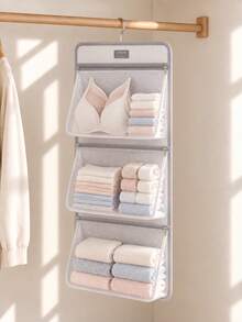 1pc Hanging Mesh Storage Bag, Multi-Functional Wall-Mounted Organizer, Suitable For Underwear, Socks, Toys, Toiletries And Accessories, Closet Essential, Autumn/Winter Seasonal Storage, Portable Multi-Purpose Storage Bag - Multicolor - View 2