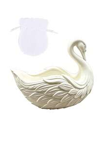 Swan Jewelry Tray, Embossed Wing Design Jewelry Storage Dish, Ins Style Pure White Desktop Organizer, Entryway Key Holder, Vanity Earring & Necklace Organizer, Romantic Wedding Decor Ornament,Wedding Decor/Gift, Holiday Gift - Multicolor - View 12