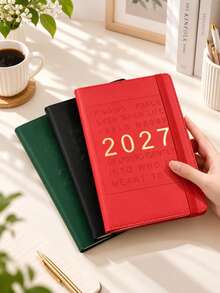 2027 engelsk daglig planerare A5-anteckningsbok med bindning för tidsplanering - dagliga sidor för effektiv planering - A5 - Visa 2