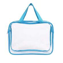 4pcs-1pc Contrast Trim Clear PVC Tote Storage Bag With Zipper, Transparent Organizer Pouch For Baby Toys, Building Blocks & Nursery Sundries - Multicolor - View 10