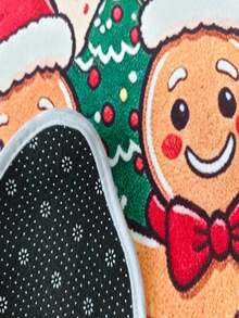 1pc Christmas Cute Gingerbread Man Pattern Semi-Circular Welcome Doormat, Soft Comfortable Fabric Thick With Good Foot Feel Easy To Clean Washable, Foldable Easy Care Carpet Mat, Suitable For Indoor Doormat, Small Rug, Carpet, Mat, Outdoor Doormat, Kitchen Rug, Home Decor, Front Door Mat, Area Rug, Outdoor Mat, Christmas Home Decor Carpet, Christmas Holiday Gift - Multicolor - View 6