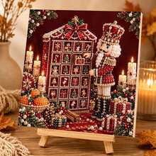 Handmade Pearl Painting Set - Suitable For Desktop Or Wall Decoration, Vintage Christmas Nutcracker Santa Scene, Canvas Art With Beads, Various Designs For Christmas Decoration Gifts (7.8in*7.8in) - Christmas Set - View 9