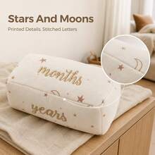 1 Set Starry Sky Fabric Milestone Block Set, Soft Fabric Baby Monthly Photo Props, Embroidered Number And Holiday Marker Blocks, Newborn Photography Accessories, Commemorative Baby Baptism Gift - Multicolor - View 11