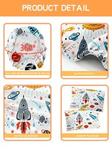 2/3PCS Cartoon Rocket UFO Fitted Sheet Set Soft Breathable Bedding For All Seasons Twin/Full/Queen 100% Polyester Machine Washable - Multicolor - View 6