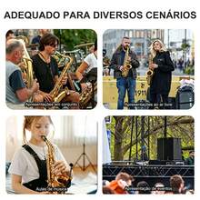 Microfone sem fio para saxofone, microfone de lapela de 2,4 GHz, adequado para saxofone, sistema de microfone recarregável via USB-C, também adequado para trompete, tuba, trombone, trompa e outros instrumentos, pode ser usado para aulas, bares de rua e apresentações em palco. - Preto - Visão 7