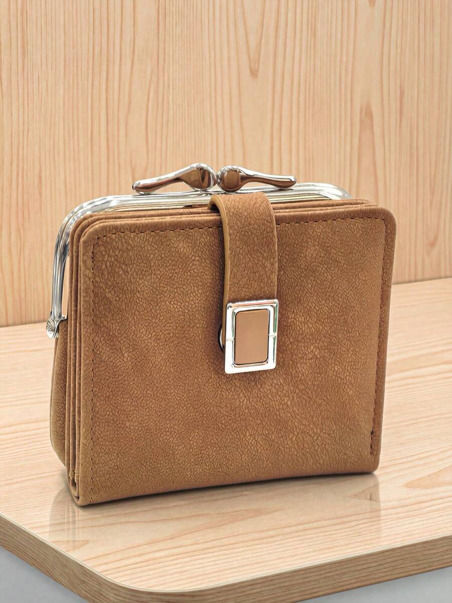 Women's Short Wallet Card Holder Coin Purse, Vintage PU Foldable Multi-Function Large Capacity Card Holder, Exquisite Snap Magnetic Closure Sweet Coin Purse Compact Lightweight Suitable For Holiday Gifts
