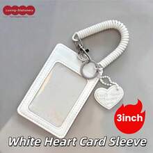 Bowknot Cat Baby White Leather Heart White Square Leather NFC Card Holder, Student Card Holder, Card Protection, ID Storage, NFC Card Swiping, Scratch-Resistant, Wear-Resistant, Backpack Charm, Portable Accessory, Commuting, Campus Use, Shopping, Office Desk, Desktop Display, Fan Collection, Anime Merchandise, Birthday Gift, Christmas Gift, New Year Gift - A - View 6