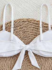 2026 Spring/Summer Women's High-End Metal Buckle White Two-Piece Sexy Bikini Swimsuit Set - White - View 5