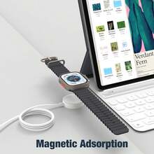 Fast Charging Watch Wireless Charger 3-In-1 Magnetic Wireless Charger Cable, Fast Charging Compatible With Apple Watch 9/8/7/6/5/4/3, 14/13/12/11 Pro Max, Portable Charging Pad Memorial Day Summer Kickoff - White - View 6