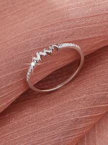1pc Fashion Women's Ring With Synthetic Zirconia, Perfect Christmas Holiday Gift - Silver - View 2