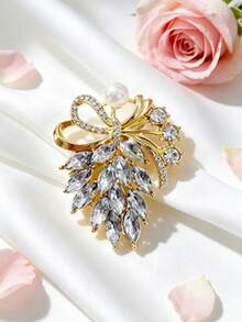 1pc Exquisite Bow Wheat Pearl Decor Brooch, Elegant Luxury Fashion Women's Lapel Pin, Suitable For Wedding, Banquet, Party, Daily Wear Fashion Decorative Accessory - Multicolor - View 9