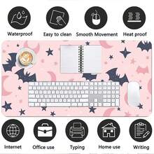 Pastel Pink Bat Moon Star PU Leather Large Mouse Pad, Waterproof Extended Desk Mat, Kawaii Aesthetic Table Protector, Halloween Desktop Decor Gift For Girls - View 10