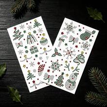 3/1pc New Christmas Rhinestone Stickers, Colorful Shiny DIY Decoration, Includes Christmas Tree, Snowflake And Crystal Gemstone Patterns - Multicolor - View 2