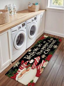 Santa Claus Doormat, Merry Christmas Snowflake Pattern Front Door Mat, Suitable For Floor, Entrance, Hallway, Laundry Room, Kitchen Sink, Seasonal Winter Christmas Holiday Home Decor - A - View 9