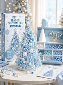 1pc Dreamy Beaded Christmas Tree Set, Handmade Holiday Craft, Creative Christmas Handicraft, Beaded Desktop Decoration, Holiday Project And Creative Handmade Christmas Gift Inspiration - A - View 1