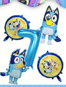 MASSDI Create A Vibrant Themed Party Decor With This All-Around Cartoon Dog Family Balloon Decoration Set, Including 1 Shiny Metallic Blue Number Foil Balloon To Mark Milestone Age - Multiple Styles - View 14