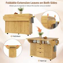 Flieks Foldable Serving Trolley, 95 Cm Kitchen Trolley With Ergonomic Height, Mobile Rolling Trolley For Kitchen, Balcony & Camping - Natural - View 8