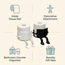 1pc 3D Printed Playful Book-Reading Toilet Paper Holder, Black & White Dual Color Options, Fun Bathroom Decor Suitable For Holiday Gifts - Multicolor - View 4