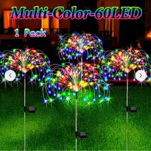 Solar Powered Lawn Firework Decorative Lights, Dual Color Warm And Colorful Options, 1PC 60LEDs And 4pcs 360LEDs Specifications, Radial Firework Shape Night Blooming Light And Shadow, Solar Charging By Day And Automatic Lighting By Night, Patio Pathway Courtyard, Outdoor Camping Festival Party Landscape Lights - Solar Fireworks Light - View 14