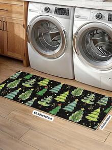 1/2pcs Christmas Kitchen Decor Rug, Christmas Tree Pattern Design, Winter Kitchen Rug And Mat, Non-Slip Washable Absorbent Kitchen Accessories Decor Mat, Christmas Holiday Gift! - Multicolor - View 18