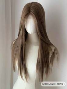 26 Inch Women's Black/Brown/Orange/White Straight Hair Wig, No Bangs, Heat Resistant, Elegant Smooth Versatile, Suitable For Christmas, Carnival, Suitable For All Women - Multicolor - View 4
