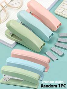 1pc Solid Color Office Stapler, Lightweight Effortless Stapler, Multi-Function Durable Student Stapler, Small Portable Binding Machine, Student Stapler, Office - Default - View 13
