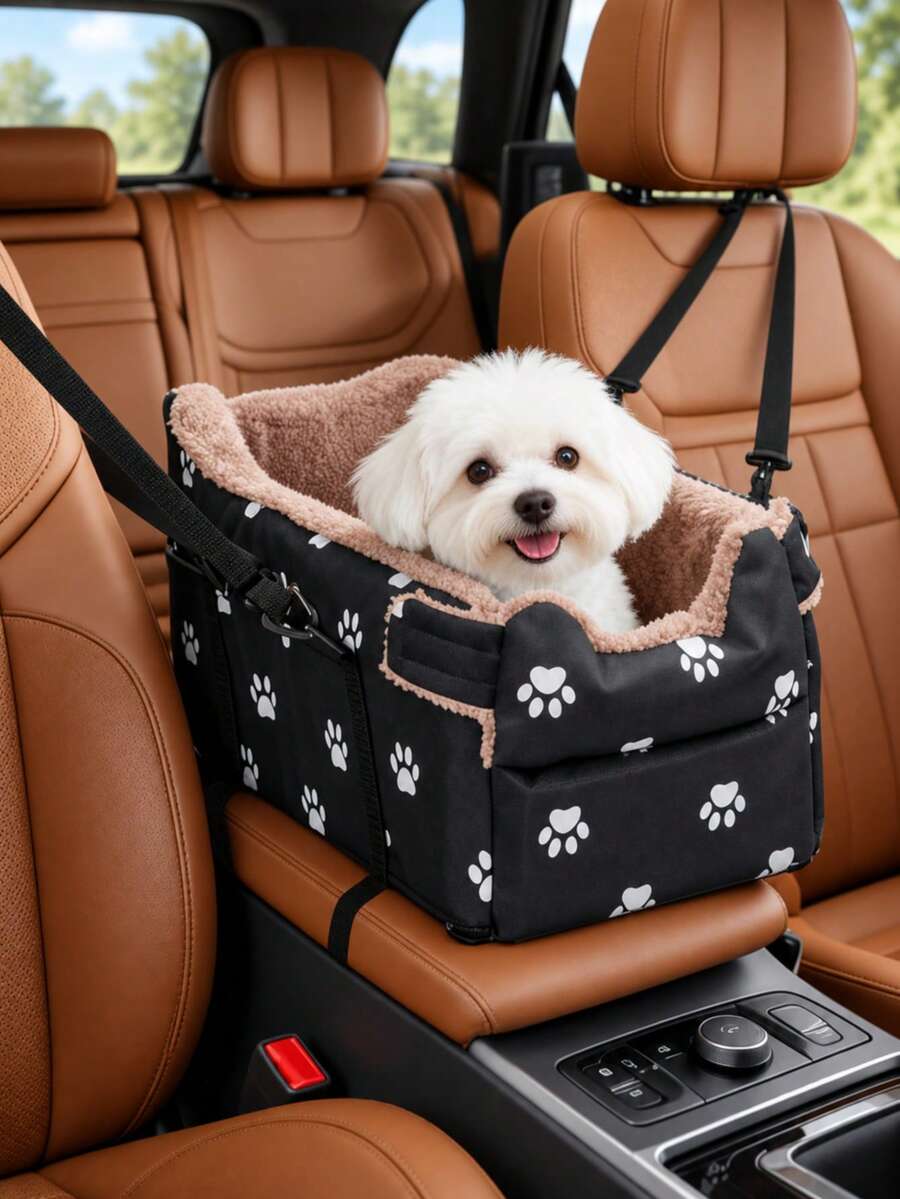 Portable Car Seat For Pets (Suitable For Small To Medium-Sized Dogs And Cats); Comfortable And Soft, Featuring Adjustable Straps And A Washable, Removable Travel Cushion; A Foldable, Multi-Functional Travel Bed Suitable For Both Cats And Dogs.