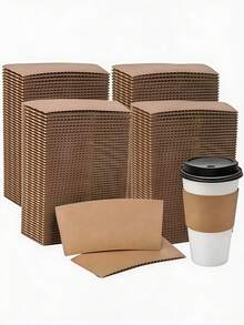 10/50/100pcs Thick Paper Coffee Cups With Leak-Proof Lids And Kraft Paper Heat Sleeves, Heat-Resistant For Hot And Cold Drinks, Suitable For Coffee Shops, Offices, Homes And Commercial Use - View 2