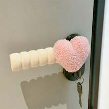 1pc Cute Pink Heart Door Stopper Set, Soft Plush And Durable Plastic Material, Oval Design, Anti-Collision Cushioning And Non-Damaging To Wall And Door Lock Decorative Wall Protection Accessory - Multicolor - View 13