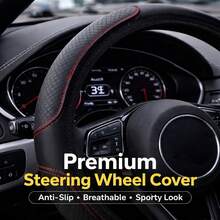 Universal Car Steering Wheel Cover, PU Leather With Double Stitching Design, No Inner Ring Embossing, Non-Slip Soft Comfortable Grip, Breathable Durable All-Season Steering Wheel Protector, Suitable For Sedan SUV Truck, Easy Installation Fashionable Car Interior Accessory - Multicolor - View 5