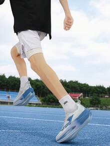 中性款鏤空厚底慢跑運動鞋 透氣網布亮色運動鞋 尺寸36-45 情侶款粗底慢跑訓練鞋 網布鞋面 繫帶幾何印花運動鞋 中性慢跑鞋 運動休閒鞋 鏤空粗底訓練鞋 - 灰色 - 查看 11