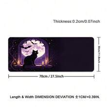 Halloween Gothic Purple Full Moon Large Rubber Desk Mat, Black Cat Bat Candle Window Pattern Extended Gaming Mouse Pad, Non Slip Rubber Base Table Protector For Laptop Computer, Mystic Witchy Halloween Desktop Decor Gift - View 12