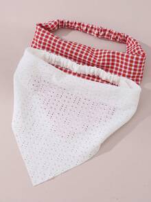 2pcs Yellow Floral Plaid Triangle Headband For Women, Elastic Headscarf, Pastoral Style For Travel And Photo Shooting - Multicolor - View 10