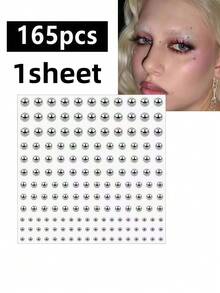 1650/825/165pcs 3-6mm Silver-Plated Acrylic Fake Nose Rings, Earrings, Stickers, Fake Eyebrows, Lip Rings, No-Piercing Body Jewelry, Face Stickers - Silver - View 12