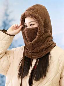 Women'S Winter Fleece-Lined Cold-Weather Balaclava/Hat – Features An Elastic Drawstring Closure; Lightweight And Warm; Suitable For Cycling, Skiing, And Outdoor Sports; Solid-Color Pullover Style With Windproof Ear Protection. - Multicolor - View 17