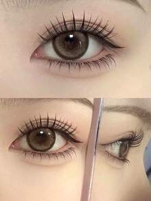 90pcs C Curl Cartoon Style Natural False Eyelashes, No Glue Needed, Lightweight Suitable For Daily Wear, Reusable, Self-Adhesive Glue-Free False Eyelashes, 3 Seconds Quick Application, Firm And Durable - C - View 6