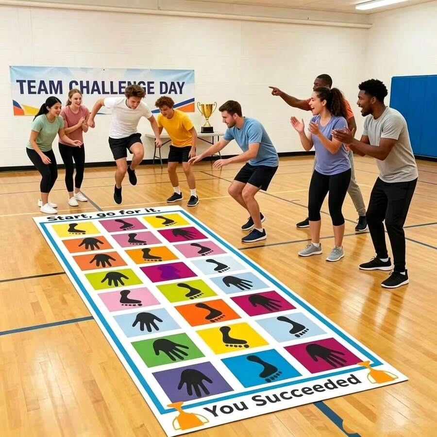 1pc Outdoor Foldable Game Mat Multi-Player Interactive Sensory Balance Challenge Pad Rectangular Game Carpet Suitable For Indoor/Outdoor Games, Birthday Parties, Family Gatherings, Summer Backyard, Game Room Floor Play Mat - Multicolor - View 1