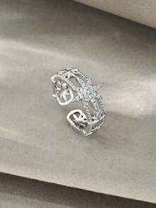2pcs Silver Ring, Multi-Layer Linked Ring, Elegant Luxurious Ring, Suitable For Daily Wear, Dates, Parties And Gifts - Silver - View 9