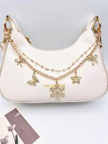 1pc Exquisite Rhinestone Snowflake Bag Charm, Double Layer Chain Series Bag Accessory, Women's Accessory, Butterfly Flower Pendant, Wallet Decoration, Christmas Ornament, Room Decor, Holiday Gift - Multicolor - View 2